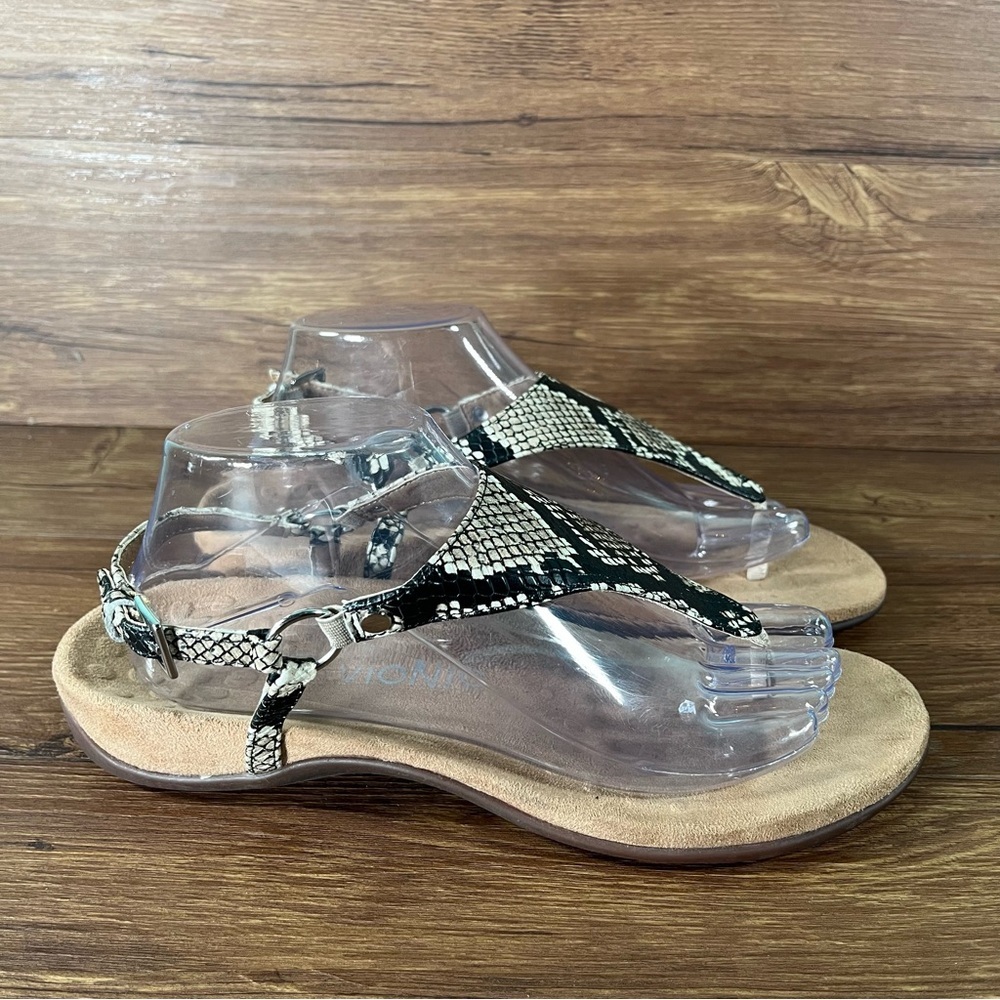Vionic Snake Print Black and Beige Thong Sandals - Picture 7 of 7